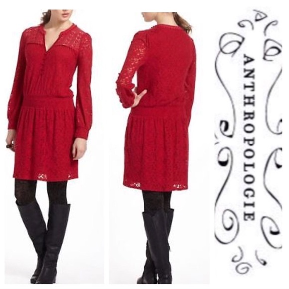 Anthropologie Dresses & Skirts - Anthropologie Leifnotes Red Lace Dress